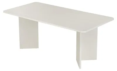 Image de Table à manger Table de salle à manger en bois MDF mélaminé bois blanc 180 x 90 x 75 cm