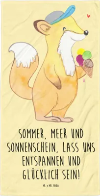 Produktbild von Mr. & Mrs. Panda Handtuch Sommer Meer Strand - Gelb Pastell - Geschenk, Küstenurlaub, Sommerferien, Strandurlaub, Abschiedsgeschenk, Emotionen, Duschtuch, Badehandtuch