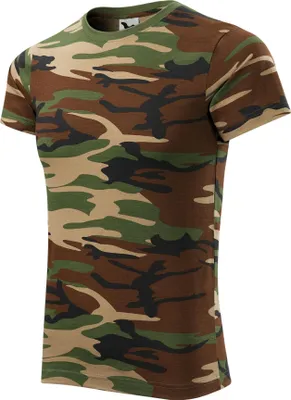 Zdjęcie produktu dla T-shirt męski w kamuflażu, 100% bawełna, bez nadruku, jednolity kolor, 160 g/m2, kolor kamuflaż brązowy, rozmiar XS