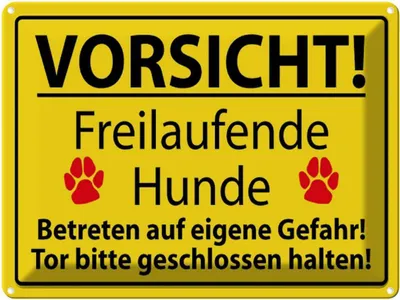 Produktbild von vianmo Blechschild 30x40 cm Vorsicht Freilaufende Hunde Hund