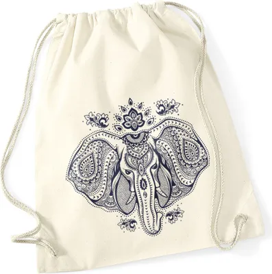 Produktbild von Turnbeutel Elefant Mandala Muster Hipster Beutel Tasche Jutebeutel Elephant Gymsac