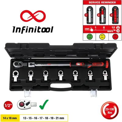 Zdjęcie produktu dla KS-Tools 516.9105 Zestaw kluczy dynamometrycznych 14x18mm INFINITOOL 20-200Nm, 9 szt