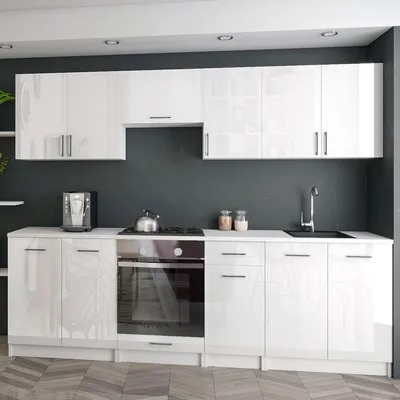 Produktbild von KÜCHE KÜCHENZEILE KÜCHENBLOCK MODERN 240 CM Einbauküche weiss Hochglanz