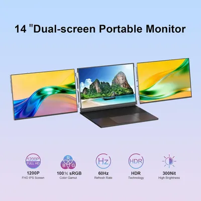 Productafbeelding van 14 Inch Draagbare Monitor voor Laptop - Draagbaar Scherm - Extra Scherm - Tweede Scherm - Extern Beeldscherm