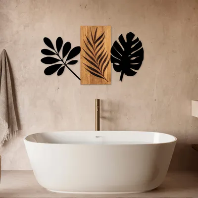 Produktbild von Wallity, Elegantes Wandaccessoire aus Holz und Metall, Walnuss & Schwarz, 58x103 cm