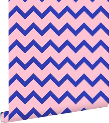 Produktbild von ESTAhome Tapete Zickzack-Motiv Blau und Rosa 50 x 900 cm