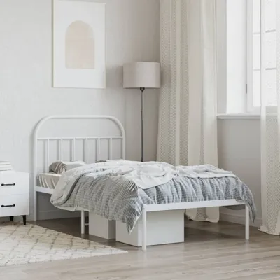 Produktbild von "Winter Sale" Klassische Betten - Weiß Bettgestell mit Kopfteil Metall Weiß 100x200cm DE3462959