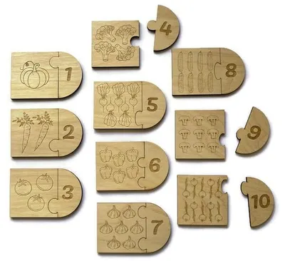 Produktbild von Montessori-Zahlenpuzzle „GEMÜSE“ – Puzzle zur Förderung der Feinmotorik