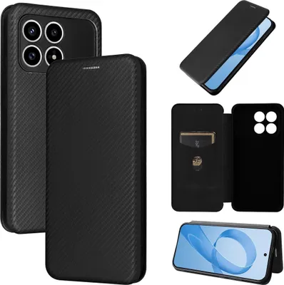 Produktbild von Kunstleder Hülle für Xiaomi Poco F8 Pro Carbon Textur Design Schutz Schwarz