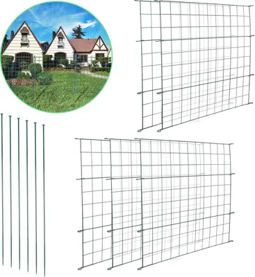 Produktbild von Lospitch Teichzaun Steckzaun Metallzäune Wildzaun Drahtzäune Gartenzaun Tiergehege Zauntor Unterbogen 5x