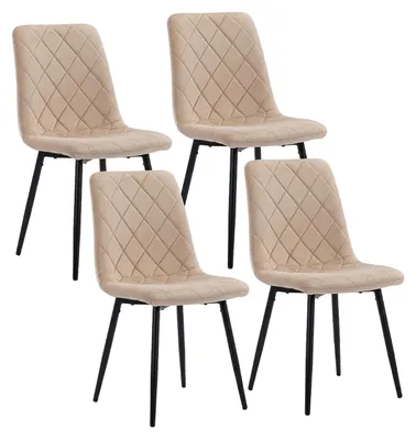 4er-Set Esszimmerstühle Samt beige Metallbeine 120 kg