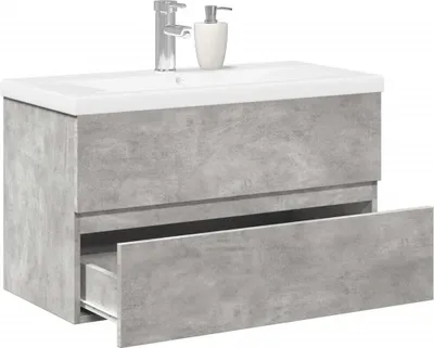 Produktbild von Maison Exclusive - 2-tlg. Badmöbel-Set Betongrau Holzwerkstoff
