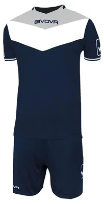 Image de Givova - T-shirt et short pour homme PP12983 (XS) (bleu marine foncé/gris)