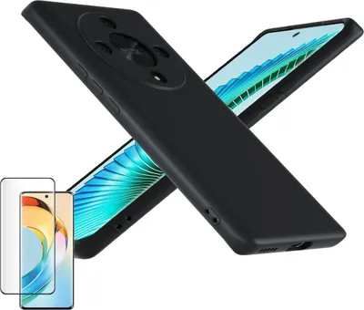 Obrázek produktu pro Pro Honor Magic 6 Lite silikonové TPU pouzdro černé + zakřivená skleněná ochranná fólie H9 pouzdro na mobilní telefon ochrana