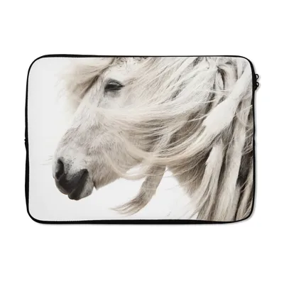 Produktbild von MuchoWow® Laptop Hülle 13 Zoll Pferd - Grau - Weiß Laptoptasche - Laptophülle - Sleeve - Rundumschutz