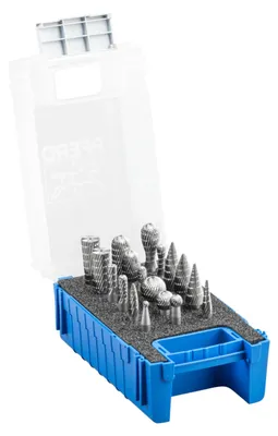 Immagine prodotto di Set di frese rotanti PFERD HSS 83 pezzi taglio 3 dia. gambo 12/8/6mm diametro 6 mm universale medio fine