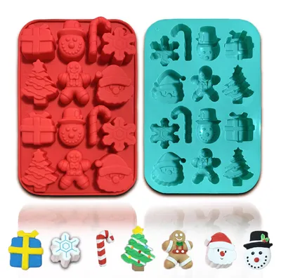 2er-Set Silikon-Schokoladenformen, Weihnachtsmotive, Antihaft