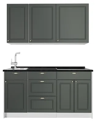 Produktbild von Singleküche Vicco Fame-Line Grün-Gold Landhaus/Weiß 150 cm, AP Anthrazit, Model 64815