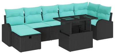 Imagen del producto de vidaXL Juego de sofás de jardín, 8 piezas, color , tejido de polirattan