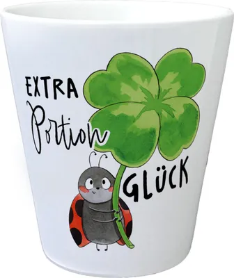 Produktbild von Marienkäfer Blumentopf mit Spruch Extra Portion Glück