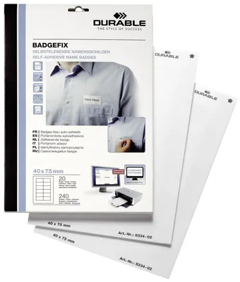 Obrázok produktu pre DURABLE Namensschilder Selbstkl. BADGEFIX 40x75mm 240Schilde