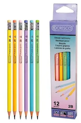 Produktbild von Ołówek trójkątny 2B z gumką Pastel 12szt.