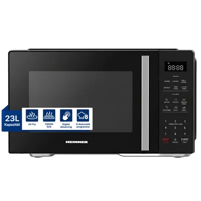 Zdjęcie produktu dla Heinner HMW-MD23AFBK, Blat, Mikrofalówka grill, 23 l, 900 W, Wbudowany wyświetlacz, LED