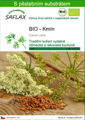 Obrázek produktu pro SAFLAX - BIO - Kmín - Carum carvi - 800 Semena - S pěstebním substrátem bez klíčků