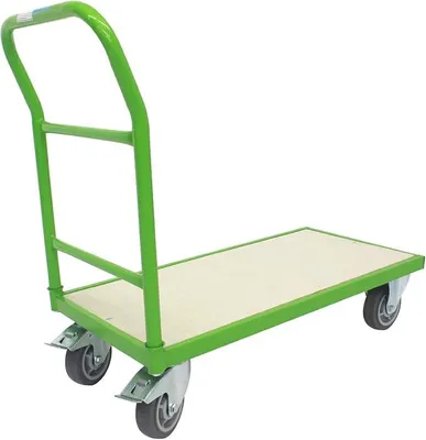 Produktbild von Plattformwagen mit Feststellbremsen | 500 kg | 100 x 52 x 95 cm | Transportwagen Griff abnehmbar | Handwagen Magazinwagen Wagen