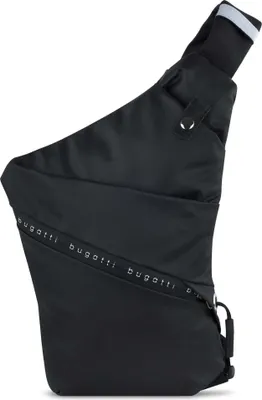 A black bugatti body bag is shown against a white background.