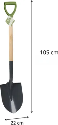 Obrázek produktu pro Kinzo zahradní lopata 105 cm - Robustní zahradní nářadí s dřevěnou násadou a plastovou rukojetí - Rýč na vykopávání a odstraňování pařezů nebo kořenů stromů