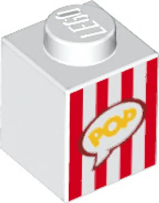 Produktbild von LEGO: 15x Stein 1x1, weiß mit Streifen, 'Popcorn-Box'