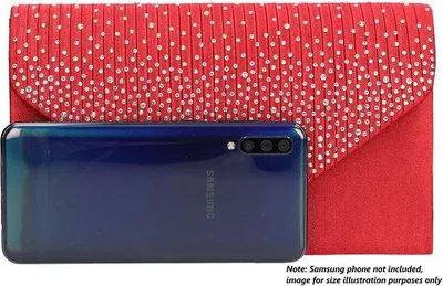Obrázok produktu pre Dámska kabelka s kamienkami, červený satén, univerzálna veľkosť