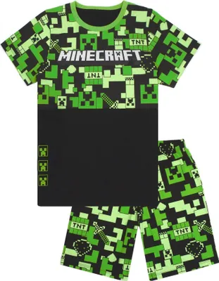 Immagine prodotto di Minecraft - Pigiama con pantaloncini per bambino, maniche corte NS9299 (140) (verde)