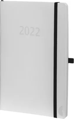 Produktbild von Chronoplan 50972 Buchkalender Kalendarium 2022, im handlichen Mini Format (ca. A6, 95x140mm) mit Softcover, Wochenplaner (1 Woche auf 2 Seiten, mit Stiftschlaufe, Einmerkband, Gummiverschluss), weiß