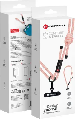 Obrázok produktu pre FORCELL F-DESIGN S10X165 šnúrka na telefón s nastaviteľnou dĺžkou (max. 82,5 cm v pútku) ružová biela