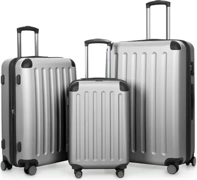 Produktbild von HAUPTSTADTKOFFER - Spree - Kofferset 3tlg Hartschalenkoffer Reisekoffer mit Erweiterung Trolley-Set, TSA, 4 Rollen, S M & L,Silber