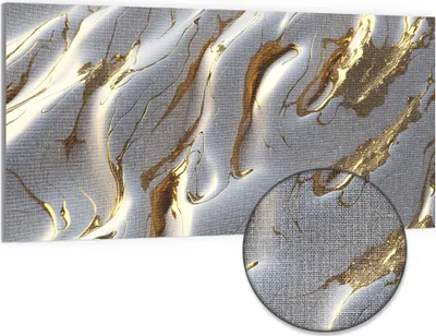 Produktbild von DEQORI Hybrid Leinwand Bild 100x50 cm 'Goldene Wellen' Wandbild Glas flach modern