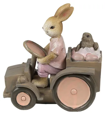 Image de Clayre & Eef Figurine Lapin 13x7x12 cm Rose Beige Polyrésine