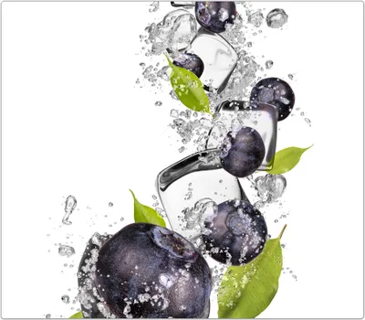 Produktbild von Spritzschutz Herdabdeckplatte Schneidebrett aus Glas Heidelbeeren im Wassersplash 1-Teilig (60x52cm)