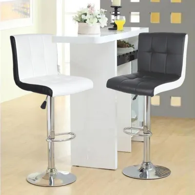 Produktbild von 4er-Set Barhocker aus Kunstleder, Höhenverstellbar, 360° frei drehbar Weiß-Schwarz