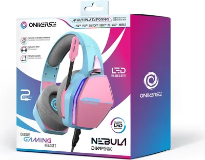 Produktbild von Oniverse Nebula, Kabelgebunden, Gaming, 20 - 20000 Hz, 356 g, Kopfhörer, Cyan, Pink
