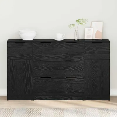 Produktbild von vidaXL Sideboard 3 stk. Schwarz Eichen-Optik 121 x 30 x 70 cm