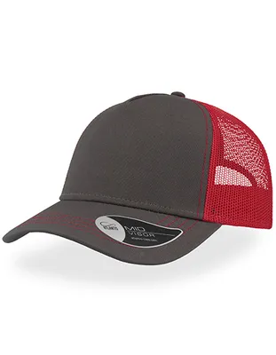 Produktbild von Atlantis RCAN | Rapper Canvas Cap, 5-Panel-Mesh-Cap - Farbe: Dark Grey/Red - Größe: One Size
