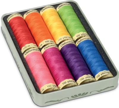 Produktbild von Gütermann Nähgarn in Nostalgie-Box "Starke Farben" 8 Spulen à 100 m