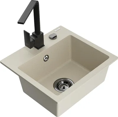 Immagine prodotto di Mexen Milo lavello da cucina in granito a 1 vasca con miscelatore cucina Rita, beige - 6505-69-670300-70