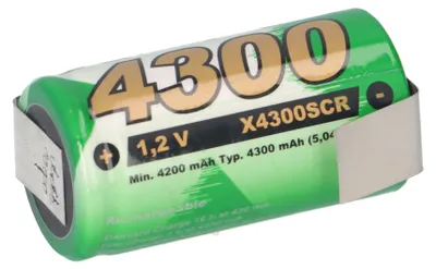 Produktbild von XCell Sub-C Akku 1,2V 4300mAh Ni-MH Hochstrom mit Z-Lötfahne