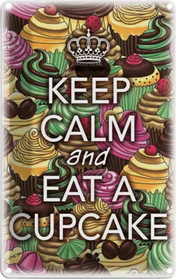 Produktbild von vianmo Blechschild 30x20 cm Keep Calm and eat a Cupcake Yoga