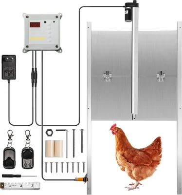 Produktbild von Automatische Hühnerklappe - Aluminiumlegierung/ABS Hühnertür - mit Schieber - 66W Hühner-Pförtner - 30x30cm Tür Stallöffner - mit Lichtsensor - Zeitsteuerung - Ideal für Außen-/Innenbereich - von Hühnerställen