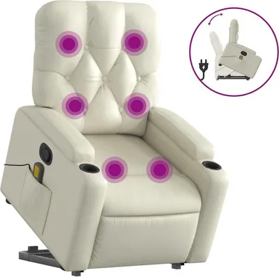 Produktbild von vidaXL Massagesessel mit Aufstehhilfe Creme Kunstleder